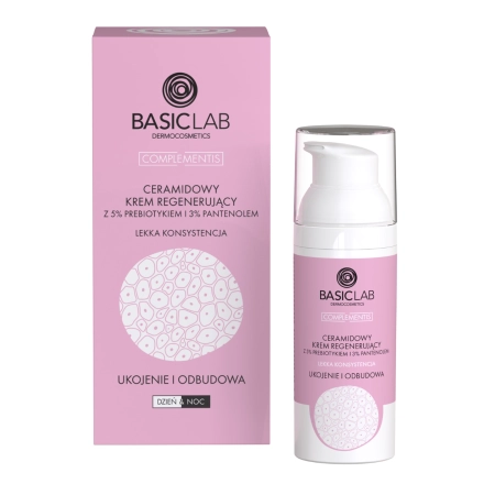 BasicLab - Complementis - Zklidnění a obnova - Regenerační krém s ceramidy, prebiotiky a panthenolem - lehká konzistence - 50 ml