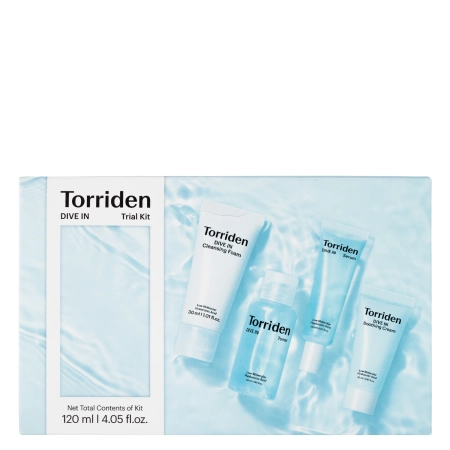 Torriden - Dive-In Trial Kit - Sada hydratačních přípravků na obličej - Tonikum 50ml+Pěna 30ml+ Sérum 20ml+ Krém 20ml