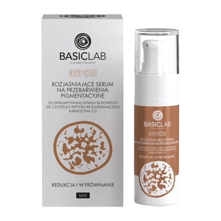 BasicLab - Esteticus - Rozjasňující sérum na pigmentové skvrny 5% , dipalmitát kyseliny kojové, 2% čistý rozjasňující peptid, karnosin 2,0 - 30 ml
