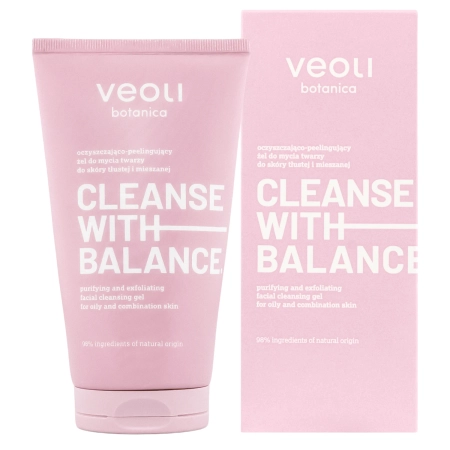 Veoli Botanica - CLEANSE WITH BALANCE - Čistící a exfoliační čistící gel na obličej pro mastnou a smíšenou pleť - 150 ml