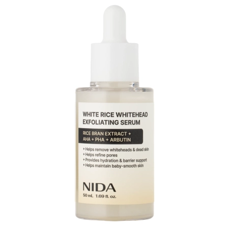 NIDA - White Rice Whitehead Exfoliating Serum - Exfoliační sérum na obličej s extraktem z bílé rýže - 50 ml