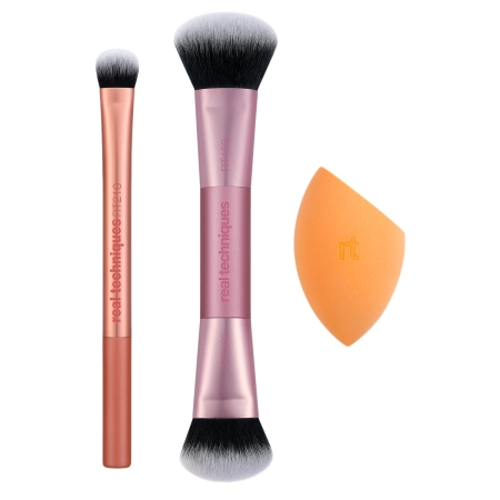 Real Techniques - Best Of Blends 3 Piece Set - Sada štětců + Houbička na make-up