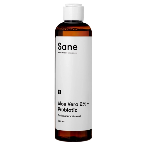Sane - Aloe Vera 2% + Probiotic Calming Face Toner - Zklidňující tonikum na obličej s aloe - 250 ml