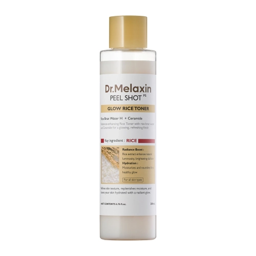 Dr.Melaxin - Peel Shot Glow White Rice Toner - Rozjasňující tonikum s vodou z rýžových otrub - 200 ml