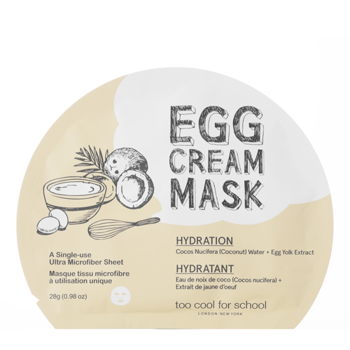 Too Cool for School - Egg Cream Mask Hydration - Hydratační pleťová maska v plátýnku - 1ks/28ml