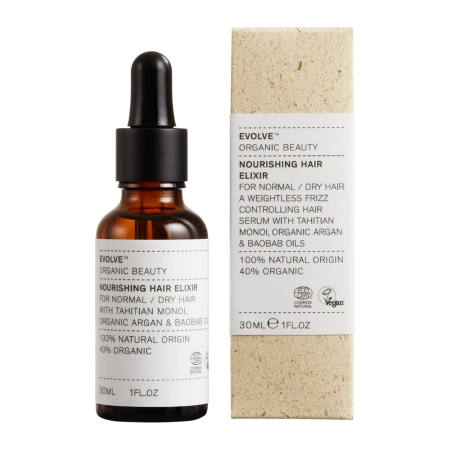 Evolve Organic Beauty - Nourishing Hair Elixir - Hydratační sérum na vlasy s arganovým a Monoï olejem - 30 ml