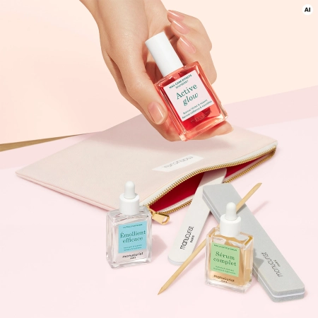 Manucurist - Soin - Glow Manicure Set - Sada na manikúru – Produkt na nehtovou kůžičku 15 ml + Lak na nehty 15 ml + Sérum 15 ml