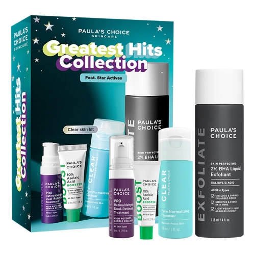Paula's Choice - Greatest Hits Collection - Sada bestsellerů - Čistící gel 30ml + Peeling 118ml + Kúra s kyselinou azaleovou 5ml + Retinoidová kúra 5ml