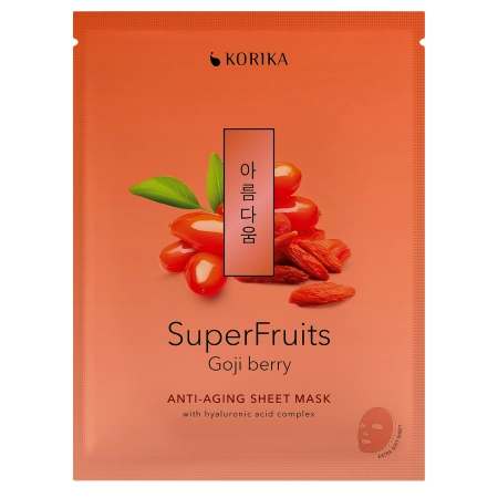 KORIKA - Superfruits Anti-aging Sheet Mask Goji Berry - Plátýnková Maska proti vráskám s goji - 1 ks/25 g