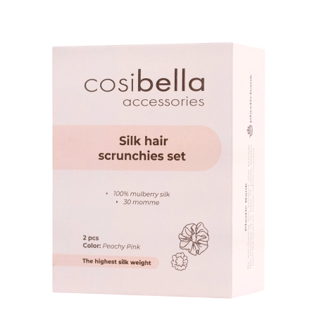 Cosibella Accessories - Sada hedvábných gumiček na vlasy - Peachy Pink