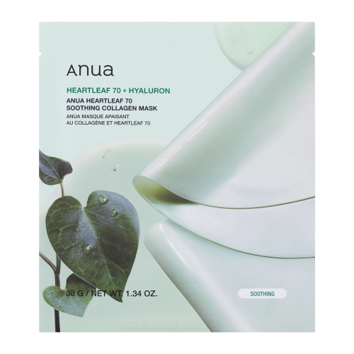 Anua - Heartleaf 70 Soothing Collagen Mask - Zklidňující plátýnková maska s kolagenem - 38 g