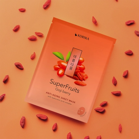 KORIKA - Superfruits Anti-aging Sheet Mask Goji Berry - Plátýnková Maska proti vráskám s goji - 1 ks/25 g