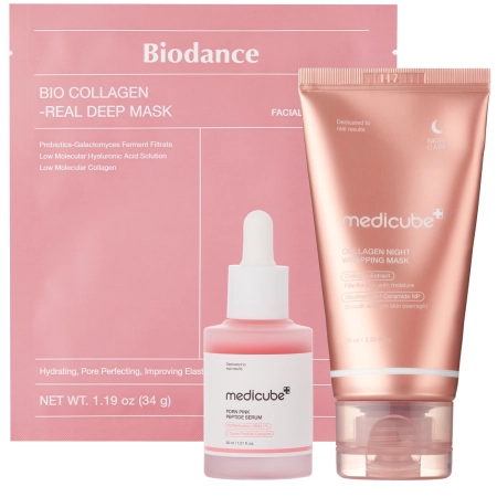 Sada Double Collagen Boost Set - Peel-off maska 75 ml + Hydrogelová maska 34 g + Pleťové sérum 30 ml