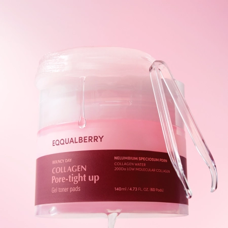 EQQUALBERRY - Collagen Pore Tight Up Gel Toner Pad - Tampónky na obličej pro stažení pórů -60ks/140ml