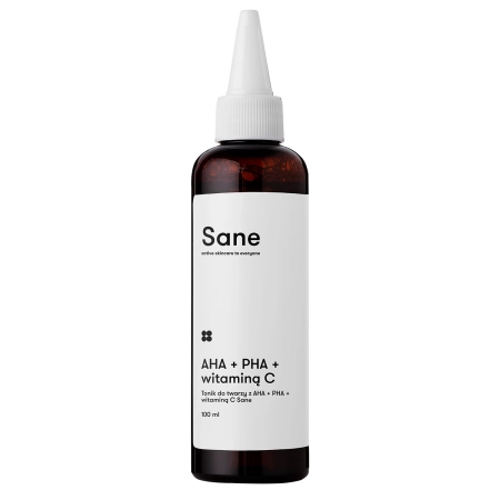 Sane - Face Toner PHA + AHA + Vitamin C 2% Purifying Glow Solution - Exfoliační a rozjasňující tonikum na obličej - 100 ml
