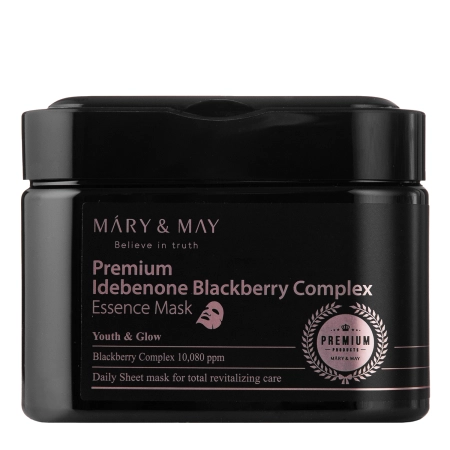 Mary&May - Premium Idebenon Blackberry Complex Essence Mask - Sada plátýnkových masek na obličej - 20 ks