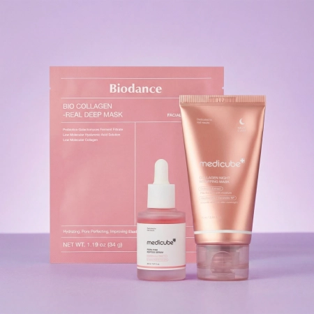 Sada Double Collagen Boost Set - Peel-off maska 75 ml + Hydrogelová maska 34 g + Pleťové sérum 30 ml