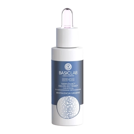BasicLab - Esteticus - Revitalizace a zklidnění - Hydratační gel na obličej se 4% ektinu, aminokyselinami a beta-glukanem - 30 ml