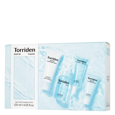 Torriden - Dive-In Trial Kit - Sada hydratačních přípravků na obličej - Tonikum 50ml+Pěna 30ml+ Sérum 20ml+ Krém 20ml