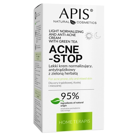 Apis - Home Terapis - Acne-Stop - Light Normalizing and Anti-Acne Cream with Green Tea - Lehký normalizační krém proti akné se zeleným čajem - 50 ml