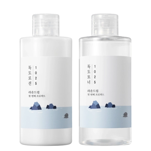 Round Lab - 1025 Dokdo Toner + Lotion - Hydratační a zklidňující pečující sada - Tonikum 200 ml + Pleťová emulze 200 ml