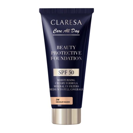 Claresa - Beauty Protective Foundation SPF 50 - Hydratační make-up s filtrem SPF 50 - 2W Medium Warm - 30 ml