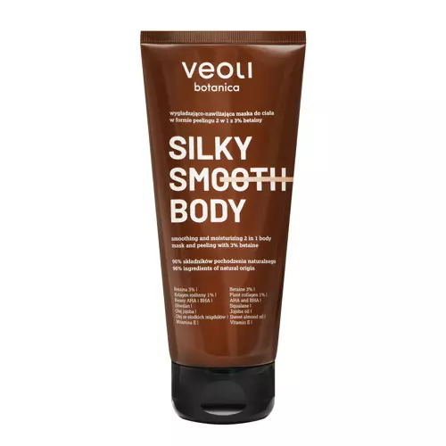 Veoli Botanica - Silky Smooth Body - Vyhlazující a hydratační tělová maska ve formě peelingu 2v1 - 180 ml