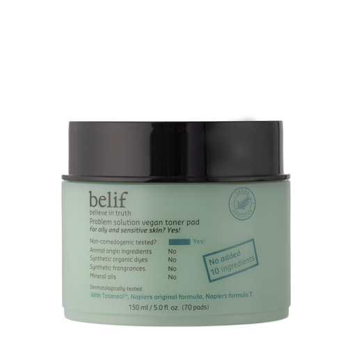 Belif - Problem Solution Vegan Toner Pads - Zklidňující polštářky na obličej s extraktem z čajovníku - 70ks/150ml