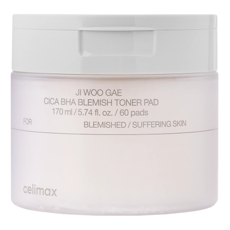 Celimax - Ji.Woo.Gae Cica BHA Blemish Toner Pad - Exfoliační polštářky na obličej - 60ks