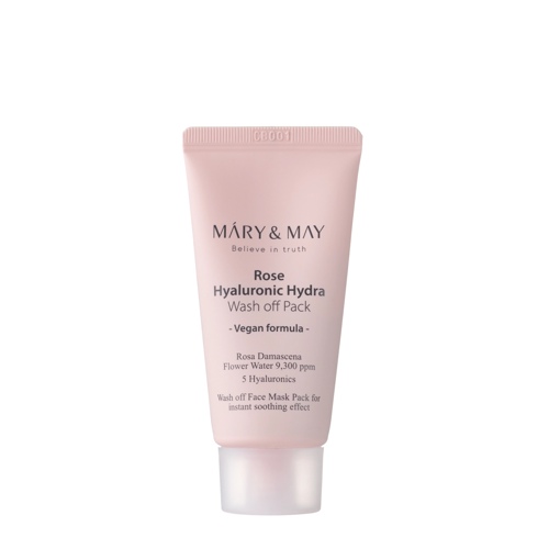Mary&May - Rose Hyaluronic Hydra Wash off Pack - Krémová pleťová maska s bílým jílem - 30 g
