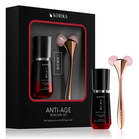 KORIKA - Anti-age Skincare Set - Anti-aging Serum 30 ml & 3D Face Roller - Sada proti vráskám - Sérum 30 ml + 1 ks