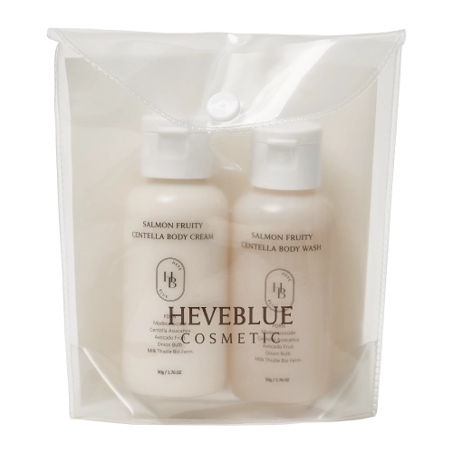 HEVEBLUE - Salmon Fruity Centella Body Travel Kit - Sprchový gel 50g + Tělový krém 50g - Mini sada