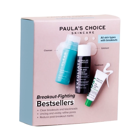 Paula's Choice - The Breakout - Fighting Kit - Sada produktů proti pupínkům a nedokonalostem - Sérum s 10% kyselinou azelaovou - 5 ml + Osvěžující čisticí gel - 30 ml + Exfoliační roztok s 2% kyselinou salicylovou - 30 ml
