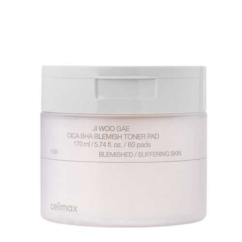 Celimax - Ji.Woo.Gae Cica BHA Blemish Toner Pad - Exfoliační polštářky na obličej - 60ks