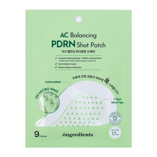 Ongredients - AC Balancing PDRN Shot Patch - Zklidňující náplasti na pupínky s mikrojehličkami - 9ks