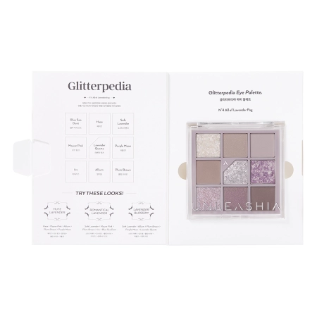 Unleashia - Glitterpedia Eye Palette - Veganská paletka očních stínů -  4 All of Lavender Fog - 6,6 g