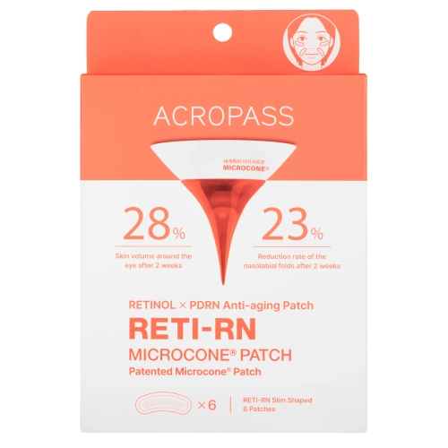 AcroPass - RETI-RN Microcone Patch Slim Shaped - Zpevňující náplasti na obličej s retinolem a mikrojehličkami - 6 ks