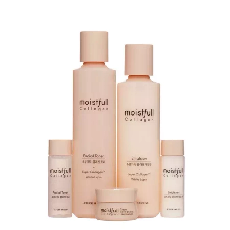 Etude House - Collagen Care Set - Sada pečujících přípravků s kolagenem - Tonikum - 200 ml a 25 ml + Emulze - 180 ml a 25 ml + Krém - 10 ml