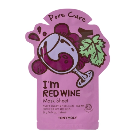 TonyMoly - I'm Real Red Wine Mask Sheet Pore Care - Omlazující plátýnková maska - 1ks/21 ml