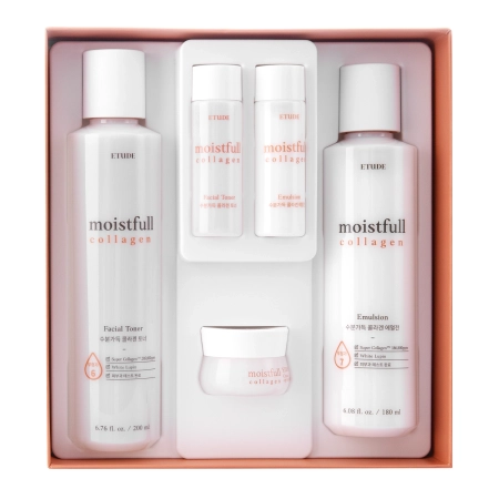 Etude House - Collagen Care Set - Sada pečujících přípravků s kolagenem - Tonikum - 200 ml a 25 ml + Emulze - 180 ml a 25 ml + Krém - 10 ml