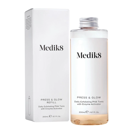 Medik8 - Press&Glow - Tonikum s PHA kyselinou a aktivátorem exfoliačních enzymů - doplňkové balení bez pumpičky - 200 ml