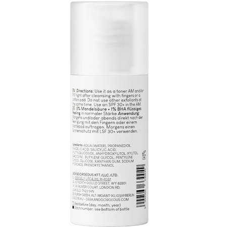 Geek & Gorgeous - Cheer Up - Středně silný peeling pro smíšenou a aknózní pleť s 6% kyselinou mandlovou a BHA - 30 ml