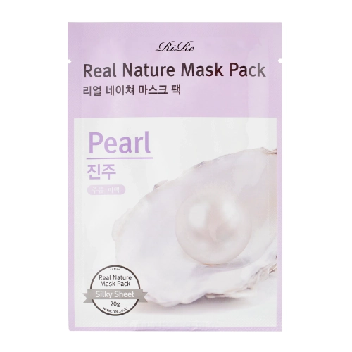 RiRe - Real Nature Mask Pack Pearl - Hydratační a rozjasňující pleťová maska v plátýnku - 1ks/20g