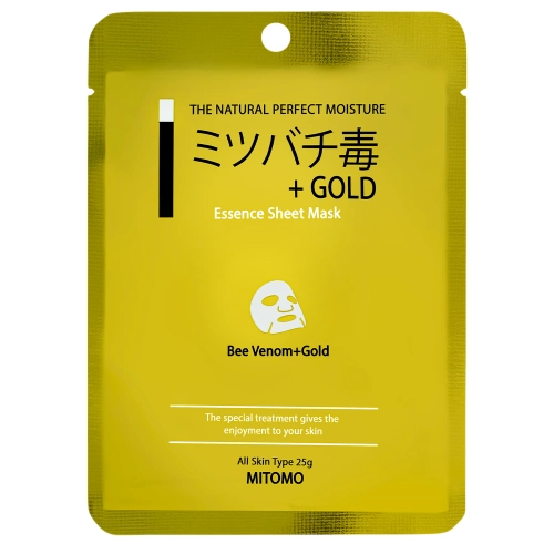 Mitomo - Bee Venom + Gold Essence Mask - Maska se zlatem a včelím jedem - 1 ks/25 g