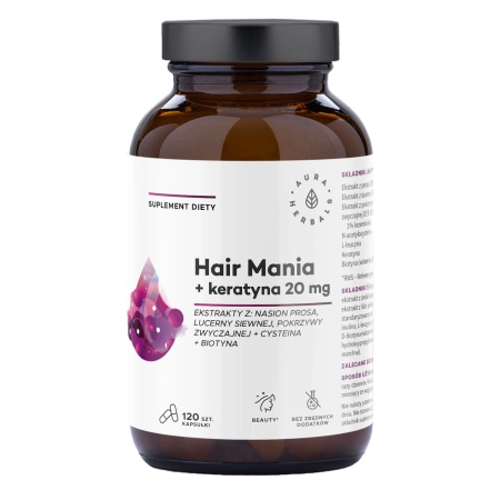 Aura Herbals - Hair Mania + Keratin 20 mg - Kapsle - 120 ks