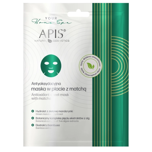 Apis - Antioxidační Matcha plátýnková maska - 20 g