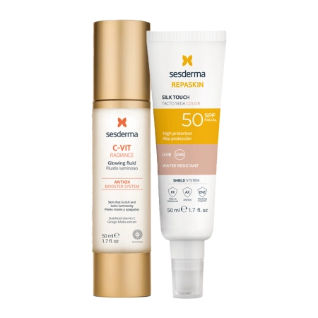 sesderma - C-VIT Radiance + Repaskin Silk Touch Color SPF50 - Sada produktů na obličej - Rozjasňující krém 50ml + Tónovací krém 50ml
