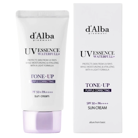 d'Alba - Waterfull Tone-Up Sun Cream SPF50+ PA++++ - Purple - Tónovací krém na obličej s SPF filtrem - 50 ml