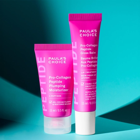 Paula's Choice -  Plumping Headliners - Sada na obličej a rty s peptidy - Hydratační krém 15ml + Balzám na rty 15ml