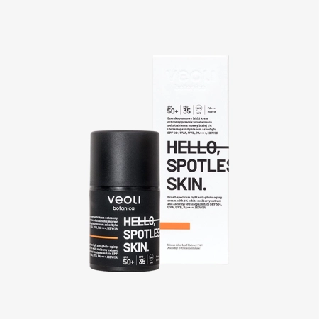 Veoli Botanica - Hello, Spotless Skin - Širokopásmový lehký ochranný krém proti fotostárnutí SPF 50+, UVA, UVB, PA++++, HEV/IR - 50 ml